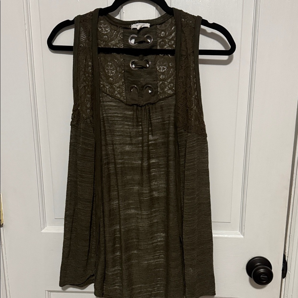 Maurices Olive Lace Accent Tank Top